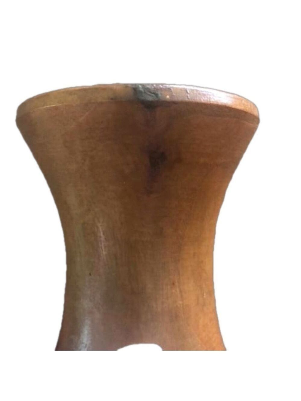 Turned wood vase. Wood grain natural warm brown vintage MCM minimalist rustic - Picture 5 of 10
